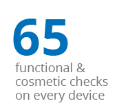 65 functional & cosmetic checks on every device