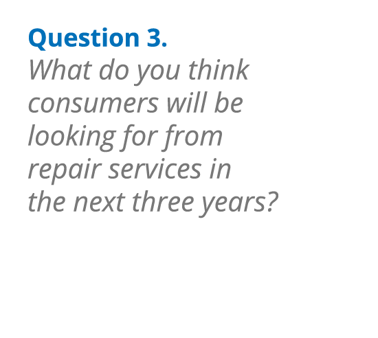 Question 3. What do you think consumers will be looking for from repair services in the next three years?