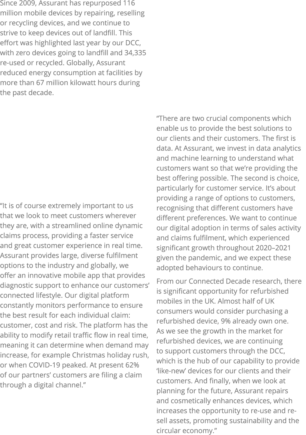 Since 2009, Assurant has repurposed 116 million mobile devices by repairing, reselling or recycling devices, and we c...