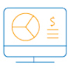 Recovery Solutions eBook Blue and orange icon of a desktop with graphs on the screen