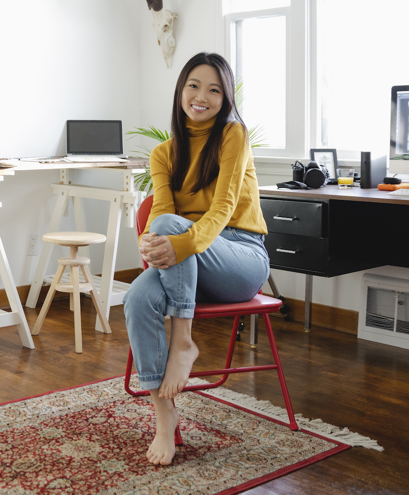 Woman sitting in chair