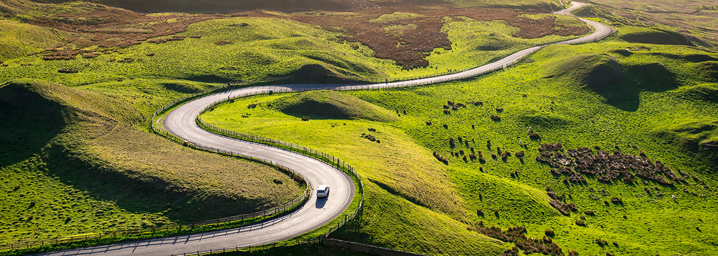 Automotive driving winding road with confidence